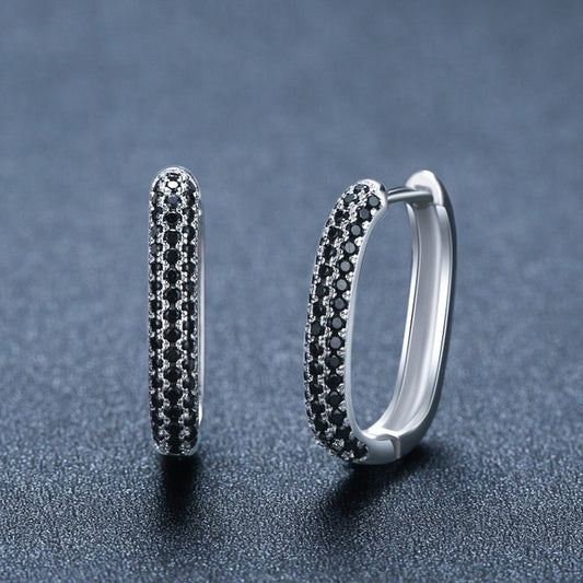 French-Style Black Zircon Earrings – Elegant Women's Jewelry Gift