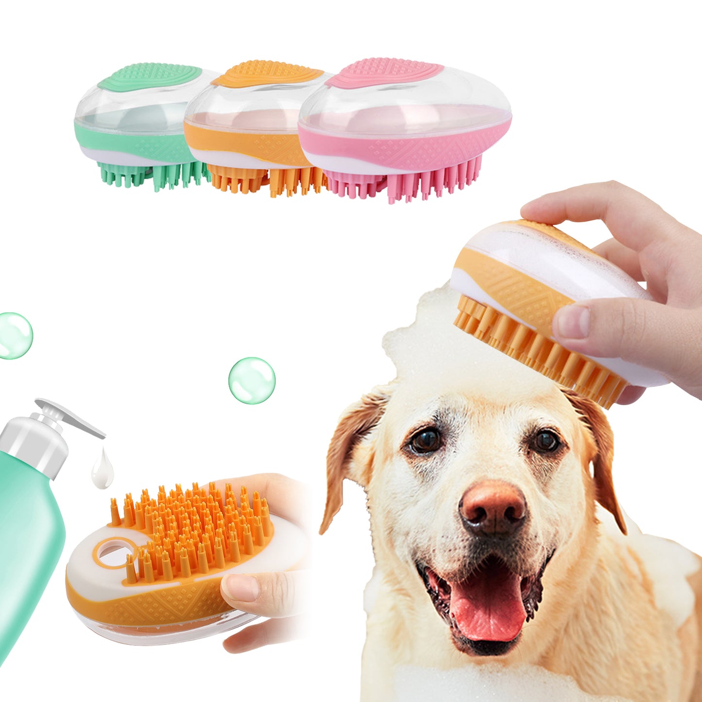 2-in-1 Pet Bath Brush – Dog & Cat Grooming Massage Comb